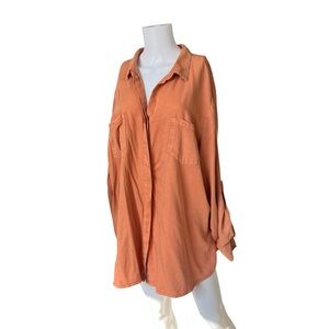 Violet Heart Long Sleeve Button Up Blouse Brown Neutral Womens Plus Size 3X